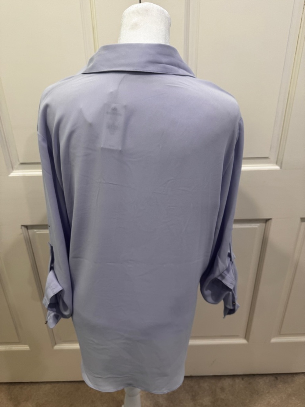 NWT Women's Express Light Lavender Blue Collared Blouse, size L - Picture 10 of 11